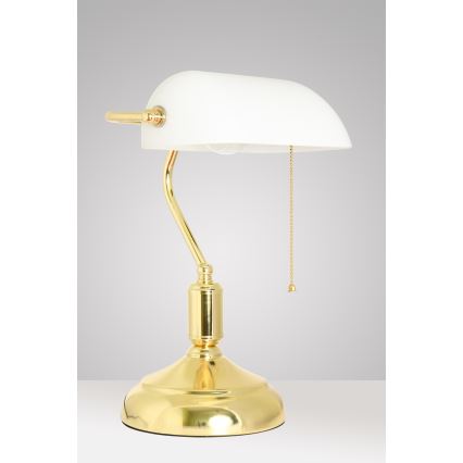 Brilagi - Schreibtischlampe BANK OFFICE 1xE27/60W/230V gold/weiß