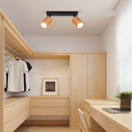 Brilagi - Spot MODERN WOOD 2xGU10/8W/230V Kautschukholz/schwarz