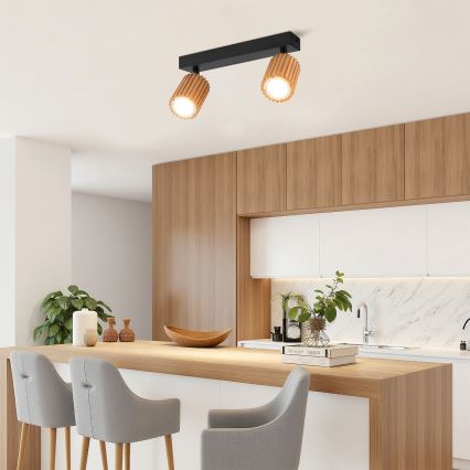 Brilagi - Spot MODERN WOOD 2xGU10/8W/230V Kautschukholz/schwarz