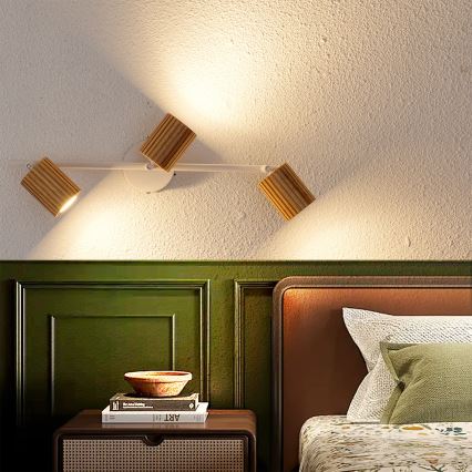 Brilagi - Spotleuchte MODERN WOOD 3xGU10/8W/230V Gummibaumholz/weiß