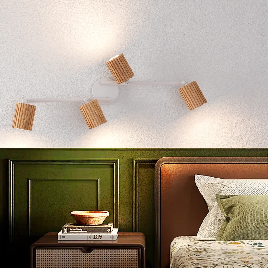 Brilagi - Spotleuchte MODERN WOOD 4xGU10/8W/230V Gummibaumholz/weiß