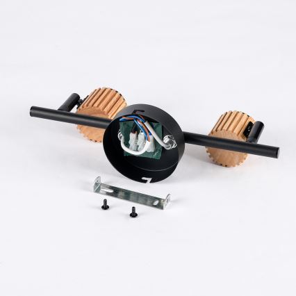 Brilagi - Spotleuchte ODENSE 2xE14/10W/230V Gummibaumholz/schwarz