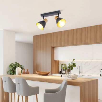 Brilagi - Spotleuchte ODENSE 2xE14/10W/230V Kautschukholz/schwarz