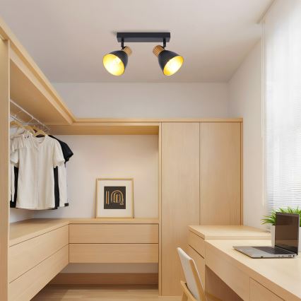 Brilagi - Spotleuchte ODENSE 2xE14/10W/230V Kautschukholz/schwarz