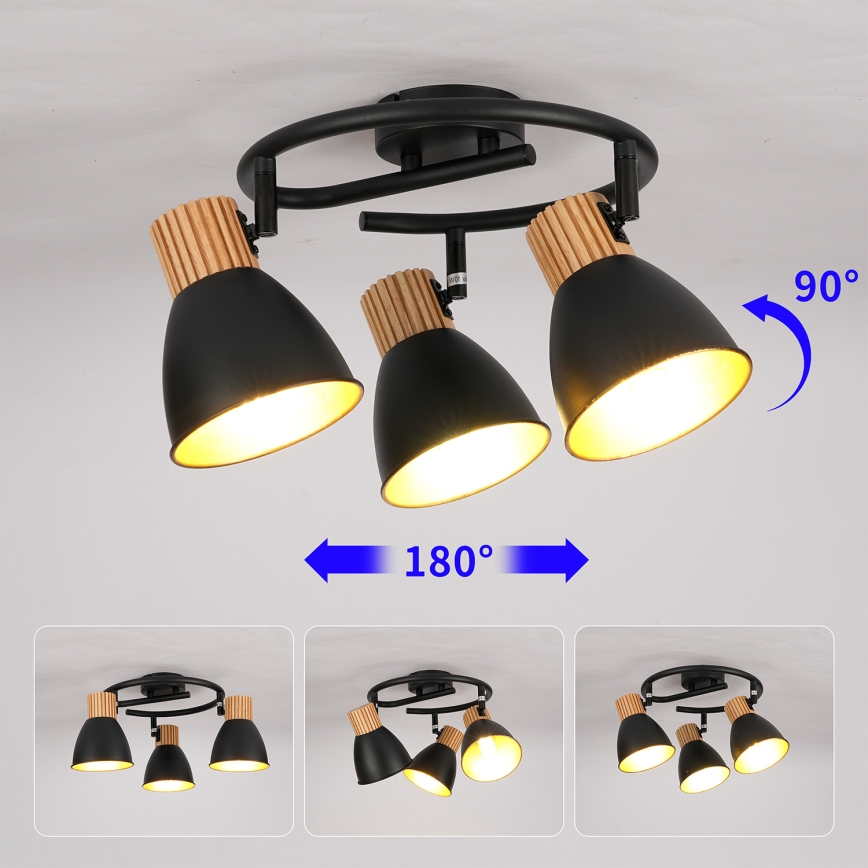 Brilagi - Spotleuchte ODENSE 3xE14/10W/230V Gummibaumholz/schwarz