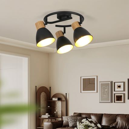 Brilagi - Spotleuchte ODENSE 3xE14/10W/230V Gummibaumholz/schwarz