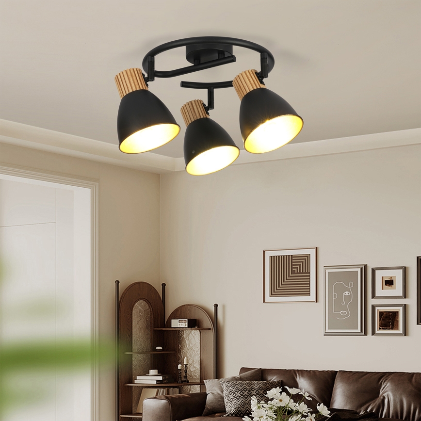 Brilagi - Spotleuchte ODENSE 3xE14/10W/230V Gummibaumholz/schwarz