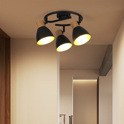 Brilagi - Spotleuchte ODENSE 3xE14/10W/230V Gummibaumholz/schwarz