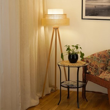Brilagi - Stehlampe CEDAR LUNETA 1xE27/15W/230V Rattan/Braun/Creme