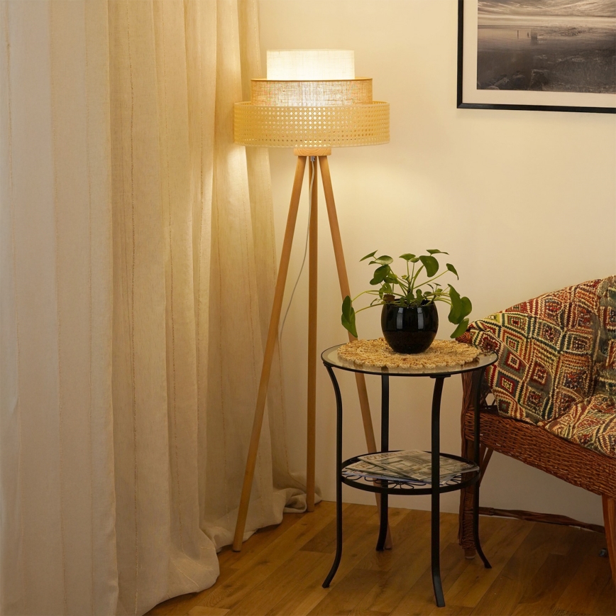 Brilagi - Stehlampe CEDAR LUNETA 1xE27/15W/230V Rattan/Braun/Creme