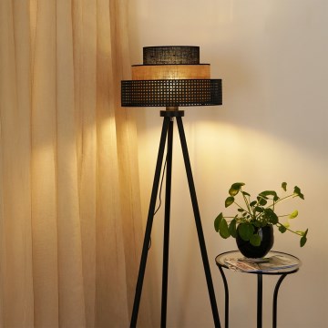 Brilagi - Stehlampe DAKOTA LUNETA 1xE27/15W/230V schwarz/Rattan