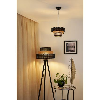 Brilagi - Stehlampe DAKOTA LUNETA 1xE27/15W/230V schwarz/Rattan