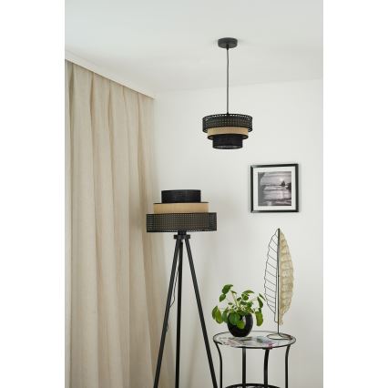Brilagi - Stehlampe DAKOTA LUNETA 1xE27/15W/230V schwarz/Rattan