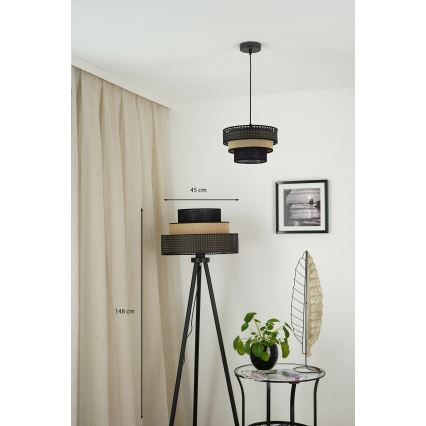 Brilagi - Stehlampe DAKOTA LUNETA 1xE27/15W/230V schwarz/Rattan