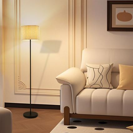 Brilagi - Stehlampe NORDIC WAVE 1xE27/15W/230V Leinen/Schwarz