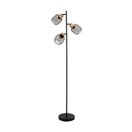 Brilagi - Stehleuchte BASKLITE 3xE14/15W/230V Gummibaumholz/schwarz
