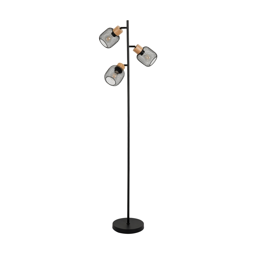 Brilagi - Stehleuchte BASKLITE 3xE14/15W/230V Gummibaumholz/schwarz