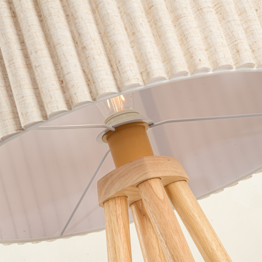 Brilagi - Stehleuchte NORDIC WAVE 1xE27/15W/230V Gummibaumholz/Leinen