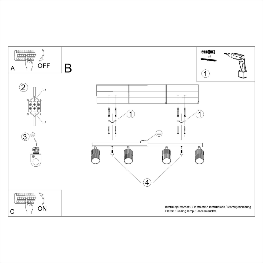 Brilagi - Strahler CRESTO 4xGU10/10W/230V schwarz