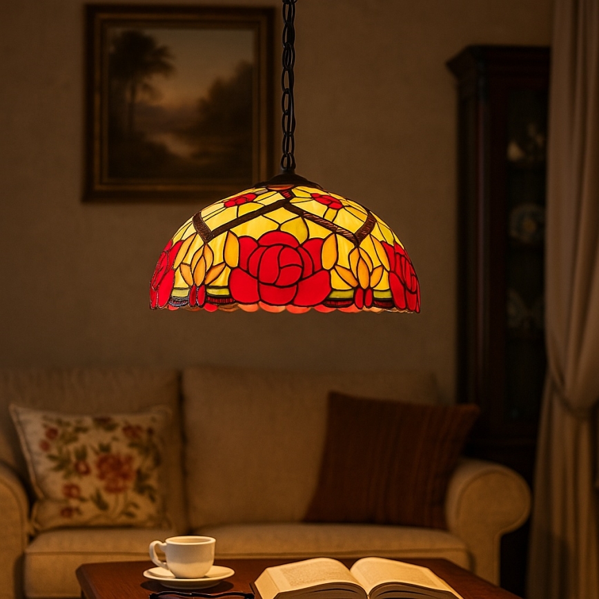 Brilagi - Tiffany Buntglas-Lüster an Kette GARLAN 2xE27/60W/230V