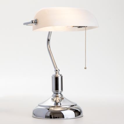 Brilagi - Tischlampe BANK OFFICE 1xE27/60W/230V glänzender Chrom/Weiß