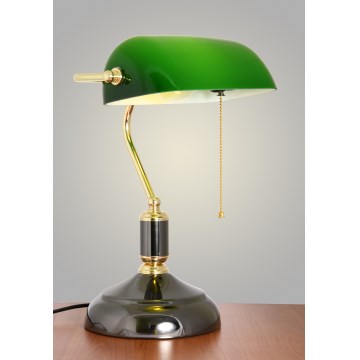Brilagi - Tischlampe BANK OFFICE 1xE27/60W/230V schwarz/gold/grün