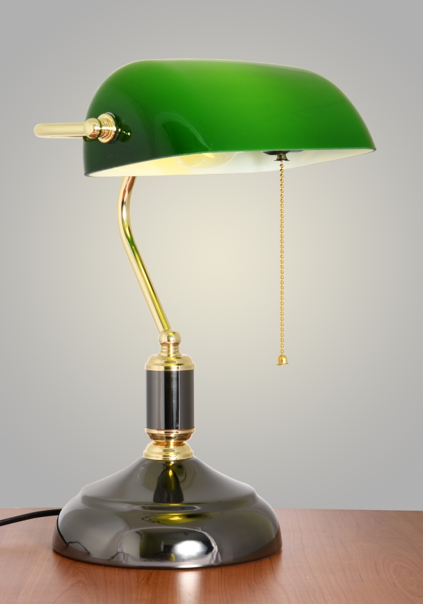 Brilagi - Tischlampe BANK OFFICE 1xE27/60W/230V schwarz/gold/grün