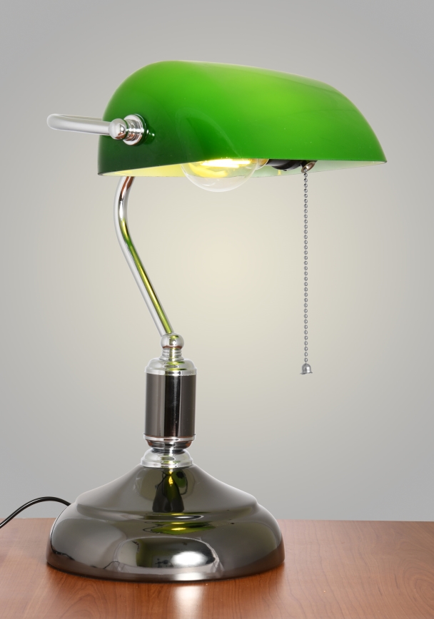 Brilagi - Tischlampe BANK OFFICE 1xE27/60W/230V schwarz/silber/grün