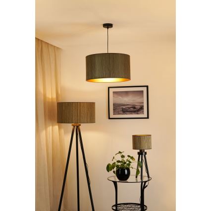Brilagi - Tischlampe BOSTON ROLLER 1xE27/15W/230V Stroh Braun/Gold