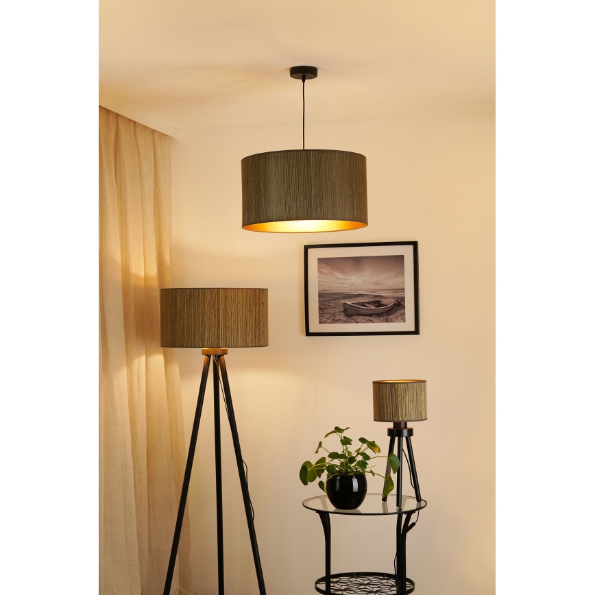 Brilagi - Tischlampe BOSTON ROLLER 1xE27/15W/230V Stroh Braun/Gold