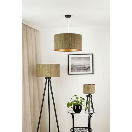Brilagi - Tischlampe BOSTON ROLLER 1xE27/15W/230V Stroh Braun/Gold
