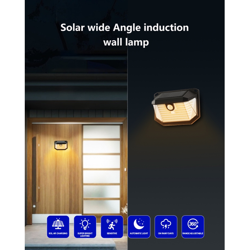 Brilagi - LED Solar-Wandleuchte mit Bewegungs- und Dämmerungssensor WALLIE LED/4W/5,5V 1200 mAh 3000K IP65