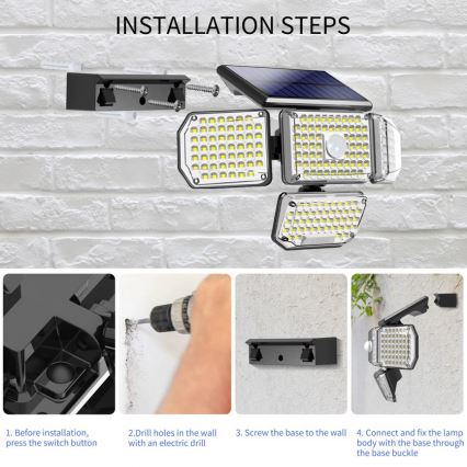 Brilagi - LED Solar-Wandleuchte mit Bewegungs- und Dämmerungssensor WALLIE LED/5W/5,5V 2400 mAh IP65