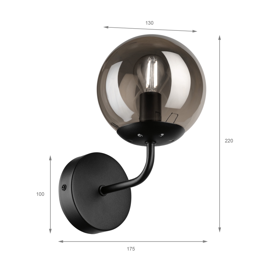 Brilagi - Wandleuchte MALIVA 1xE14/15W/230V schwarz/rauchfarben