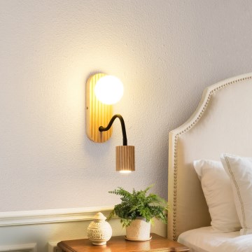Brilagi - Wandleuchte MODERN WOOD 1xG9/5W/230V + 1xGU10/8W Gummibaumholz