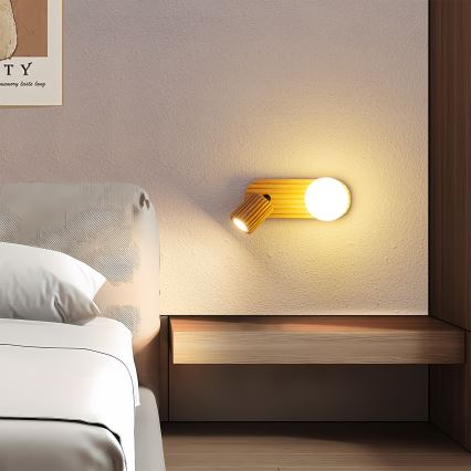Brilagi - Wandstrahler MODERN WOOD 1xG9/5W/230V + 1xGU10/8W Gummibaumholz
