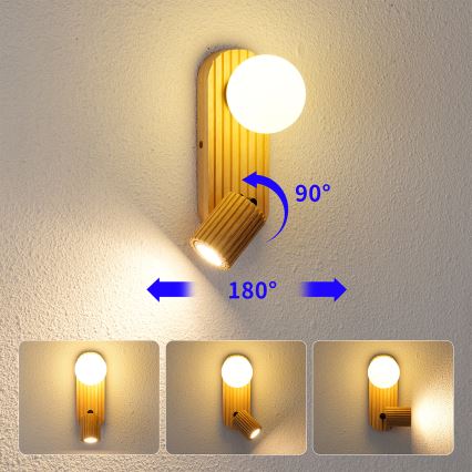 Brilagi - Wandstrahler MODERN WOOD 1xG9/5W/230V + 1xGU10/8W Gummibaumholz