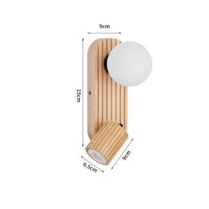 Brilagi - Wandstrahler MODERN WOOD 1xG9/5W/230V + 1xGU10/8W Gummibaumholz