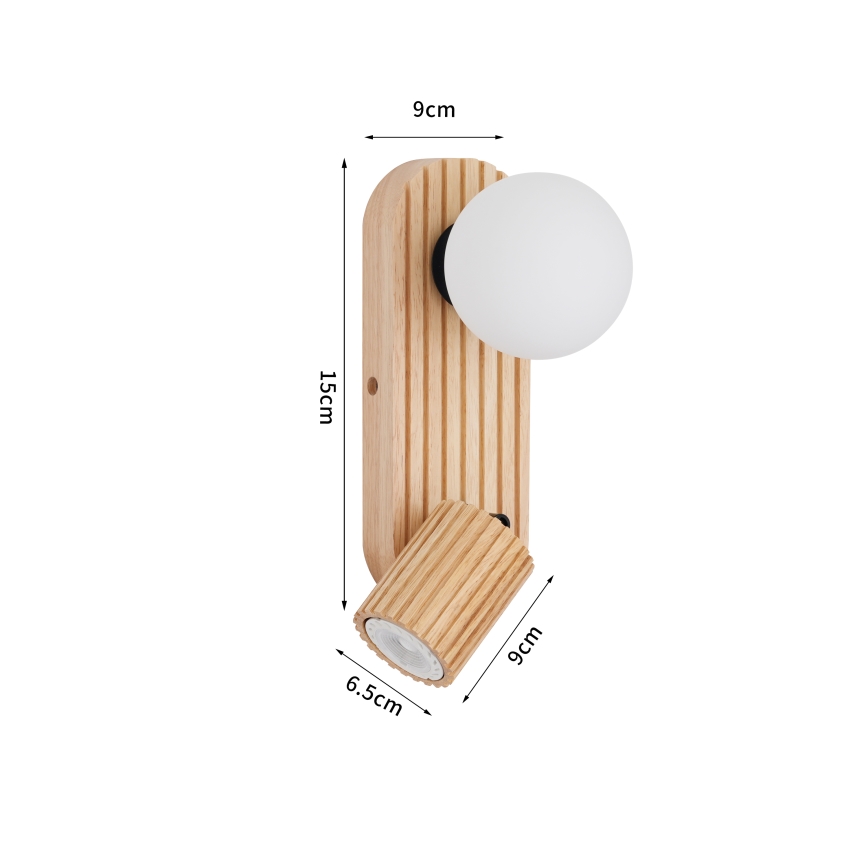 Brilagi - Wandstrahler MODERN WOOD 1xG9/5W/230V + 1xGU10/8W Gummibaumholz