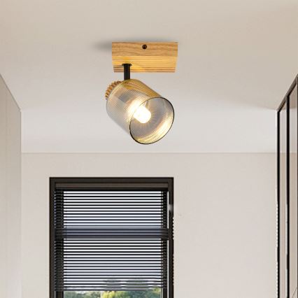 Brilagi - Wandstrahler HYGGE 1xE14/15W/230V Gummibaumholz/rauchfarben