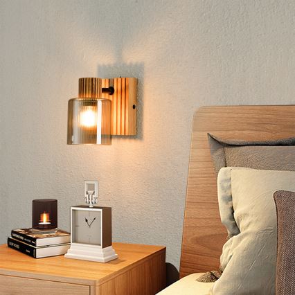 Brilagi - Wandstrahler HYGGE 1xE14/15W/230V Gummibaumholz/rauchfarben