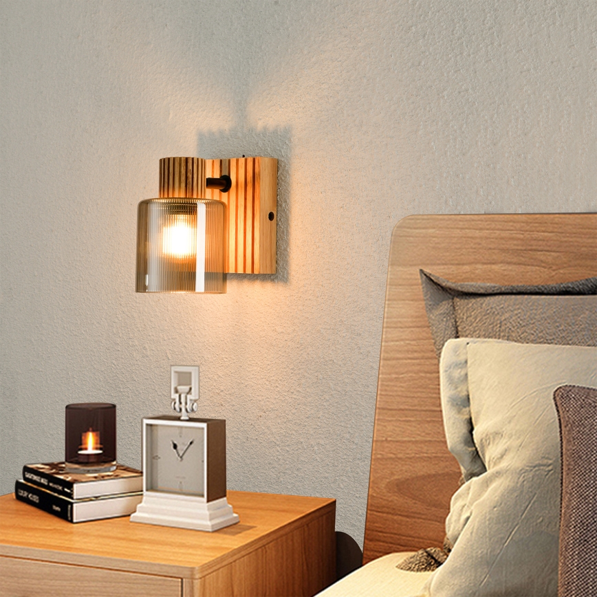 Brilagi - Wandstrahler HYGGE 1xE14/15W/230V Gummibaumholz/rauchfarben