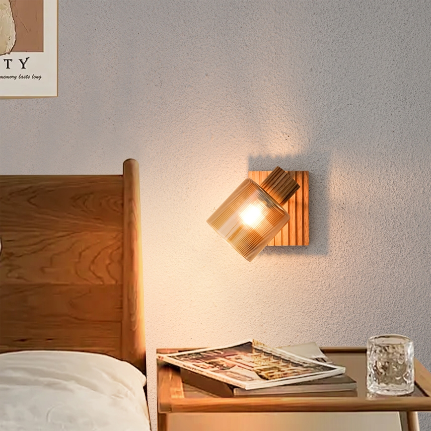 Brilagi - Wandstrahler HYGGE 1xE14/15W/230V Gummibaumholz/rauchfarben