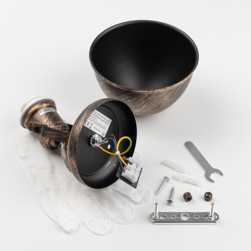 Brilagi - Wandstrahler TECHNO 1xE27/60W/230V bronzen/Patina