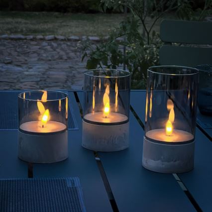 Brilliant - 3er Set LED-Kerze BOUGIE LED/2xAA IP44 grau/rauchfarben