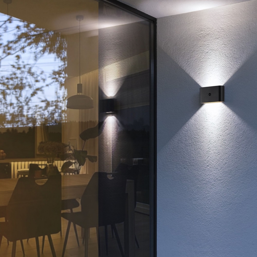 Brilliant - Aufladbare LED-Outdoor-Wandleuchte mit Sensor XINO LED/3W/5V 3600 mAh IP44 schwarz