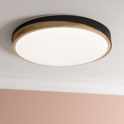 Brilliant - Dimmbare LED-Deckenleuchte BAARLO LED/36W/230V 3000-6500K d 50 cm schwarz/Gummibaum + Fernbedienung