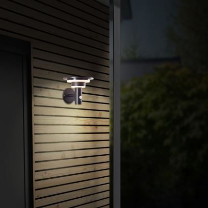 Brilliant - LED Solar-Wandleuchte mit Sensor GARVINA LED/3W/3,7V 2000 mAh IP44 schwarz