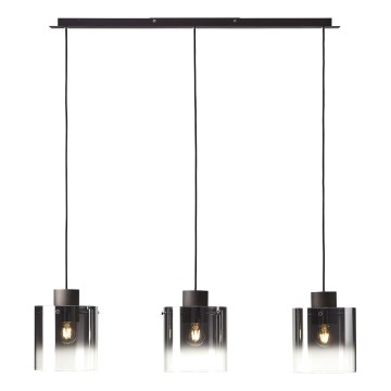 Brilliant - Hängeleuchte mit Kabel BETH 3xE27/60W/230V schwarz/rauchglas