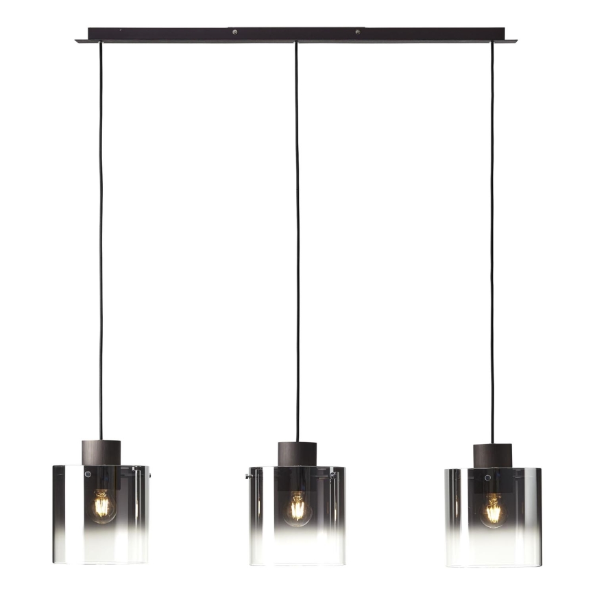 Brilliant - Hängeleuchte mit Kabel BETH 3xE27/60W/230V schwarz/rauchglas